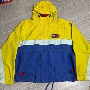 VTG 90s Tommy Hilfiger Sailing Windbreaker Jacket Flag Spellout Color block XXL